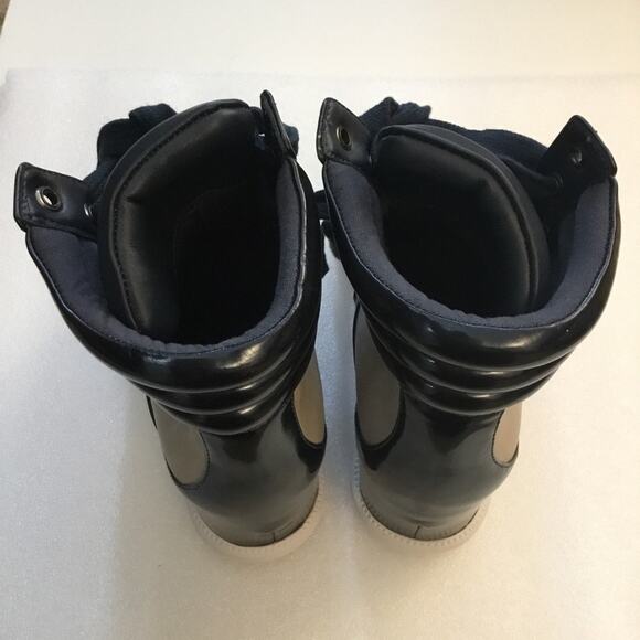 Armani Jeans Blue High-Top Wedge Sneakers - Picture 7 of 11